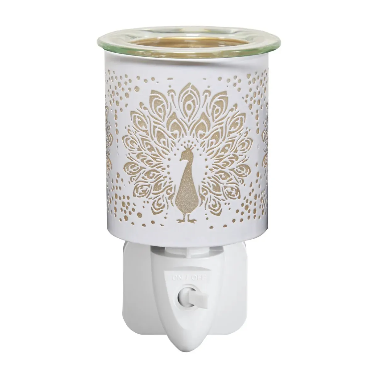 Aroma White & Gold Peacock Plug In Wax Melt Warmer Extra Image 1