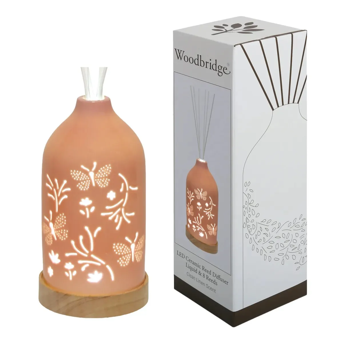 Woodbridge Butterfly Pink LED Light up Reed Diffuser Extra Image 3