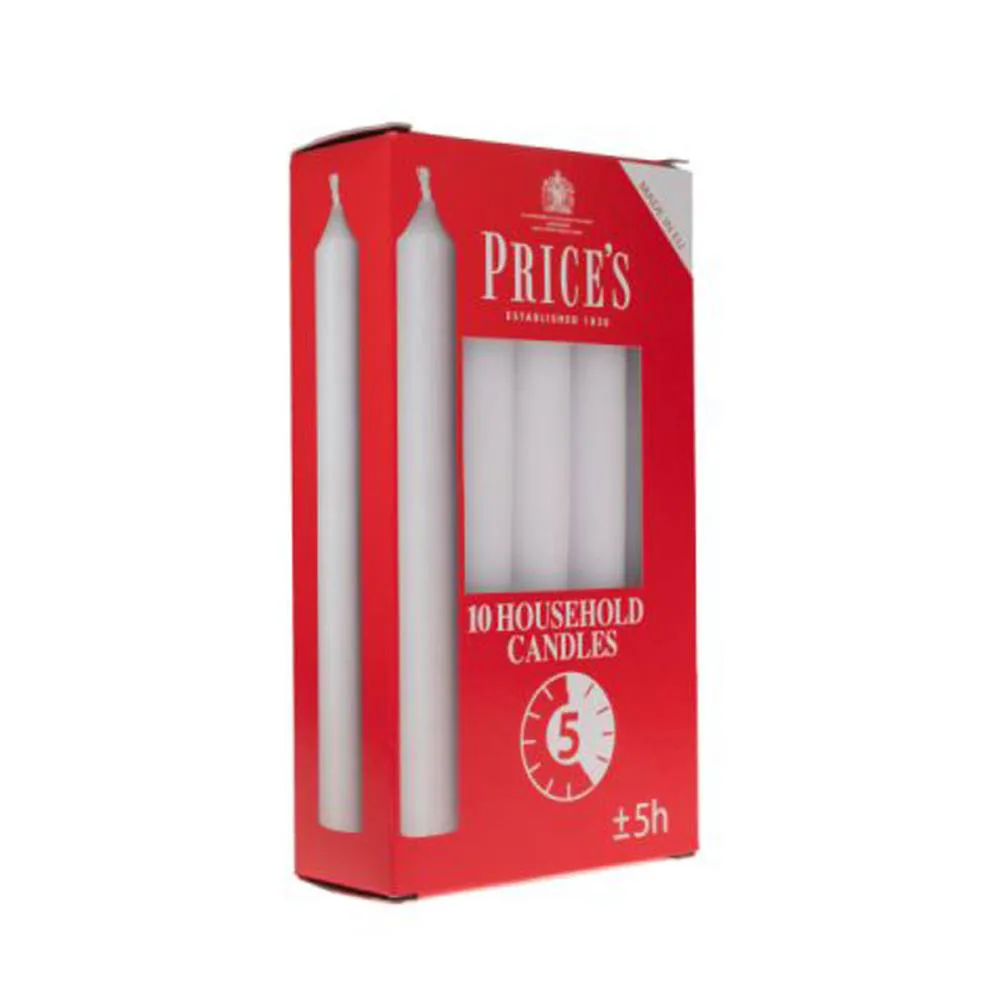Price's White Household Dinner Candles (Pack of 10) Extra Image 1