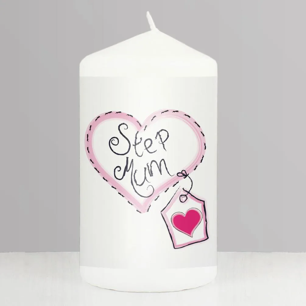 Step Mum Heart Stitch Pillar Candle Extra Image 1