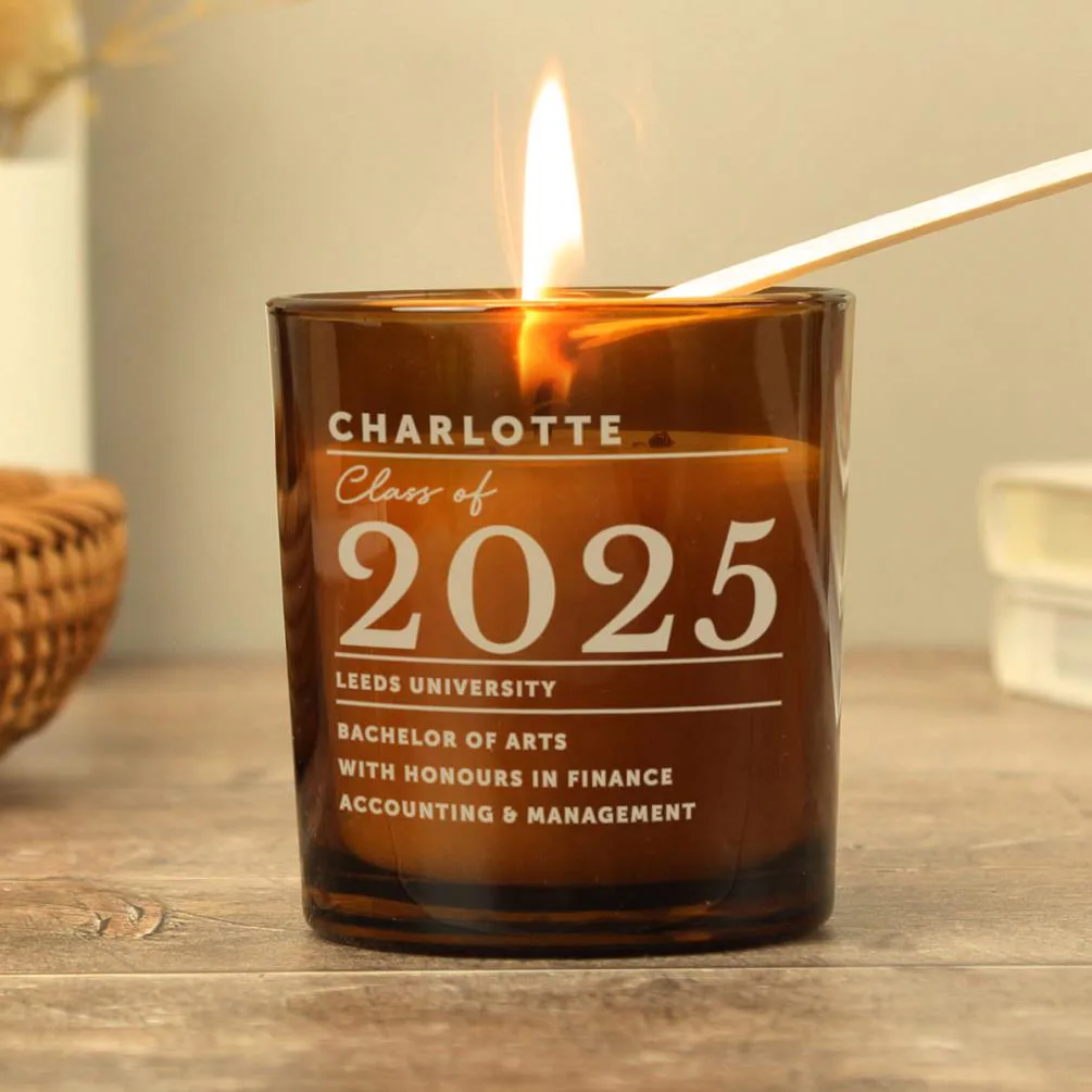 Personalised Graduation Amber Glass Jar Candle Extra Image 2