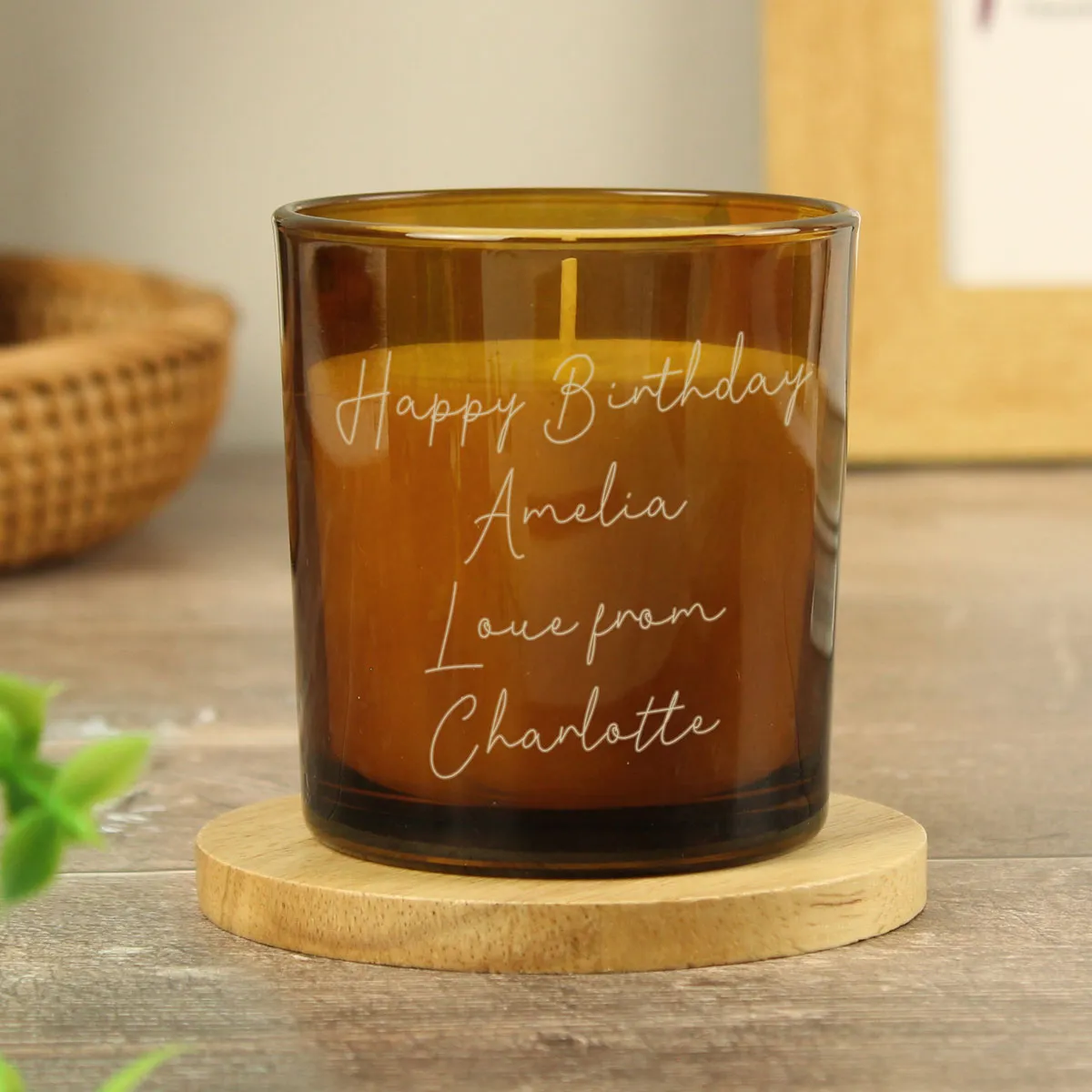 Personalised Engraved Message Amber Glass Jar Candle Extra Image 1
