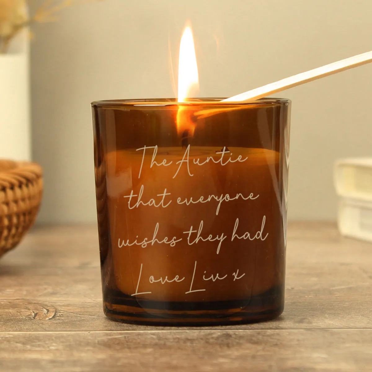 Personalised Engraved Message Amber Glass Jar Candle Extra Image 2