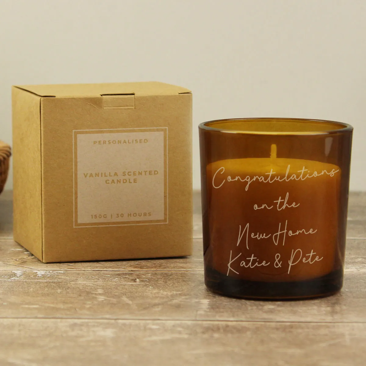 Personalised Engraved Message Amber Glass Jar Candle Extra Image 3