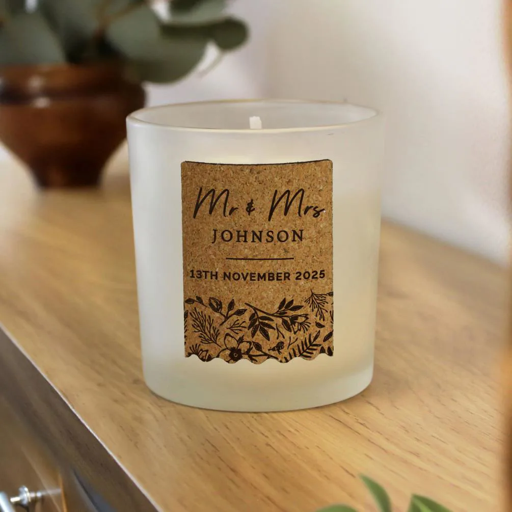 Personalised Wedding Cork Label Jar Candle Extra Image 1