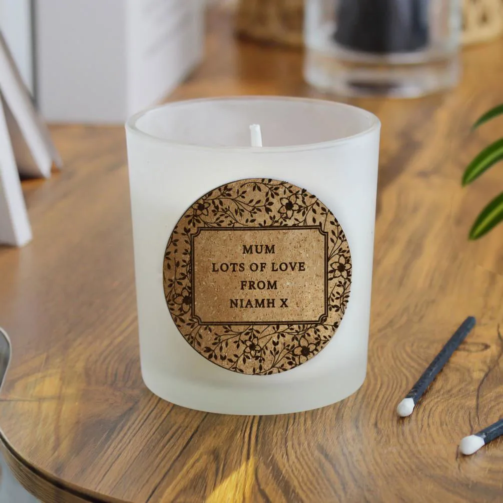 Personalised Floral Cork Label Jar Candle Extra Image 1