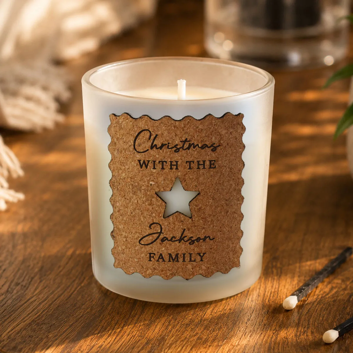 Personalised Star Cut Out Cork Label Jar Candle Extra Image 1