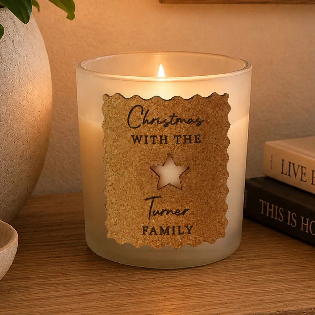 Personalised Star Cut Out Cork Label Jar Candle Extra Image 2