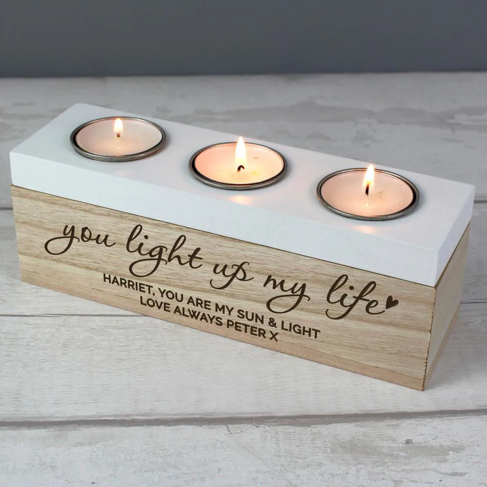 Personalised You Light Up My Life Triple Tea Light Box Extra Image 1
