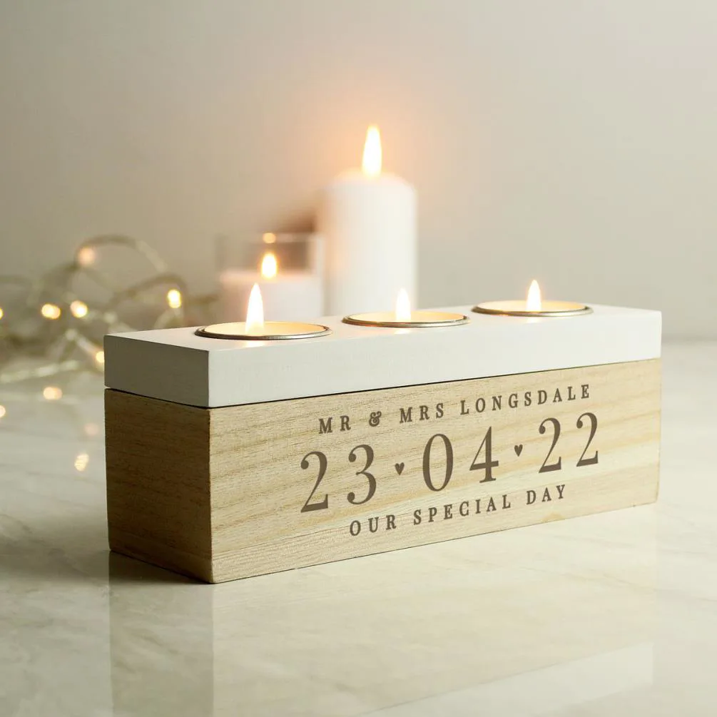 Personalised Large Date Triple Tea Light Box Extra Image 1