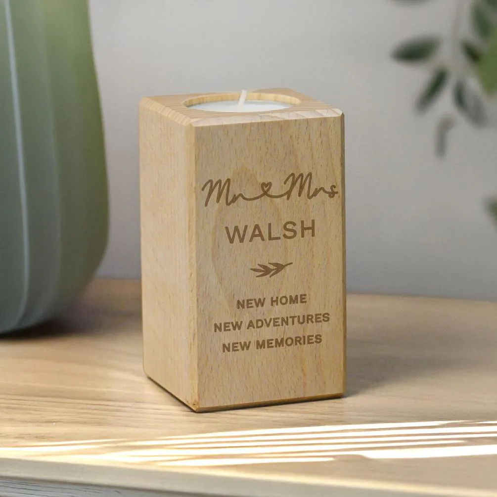Personalised Wedding Wooden Tealight Holder Extra Image 1