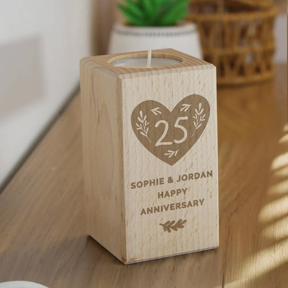 Personalised Anniversary Wooden Tealight Holder Extra Image 1