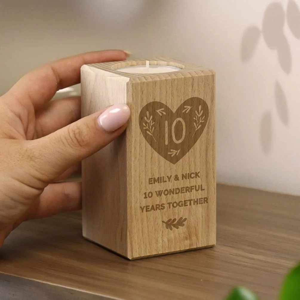 Personalised Anniversary Wooden Tealight Holder Extra Image 2
