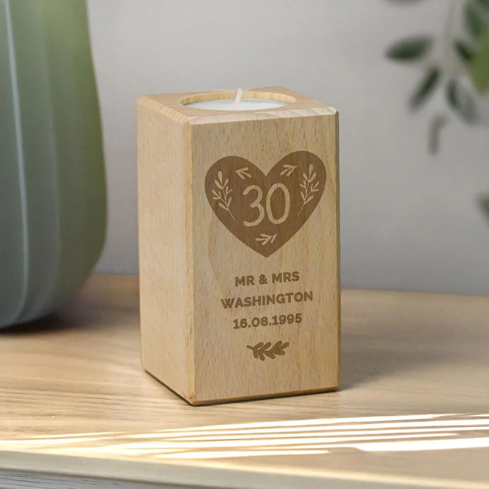 Personalised Anniversary Wooden Tealight Holder Extra Image 3