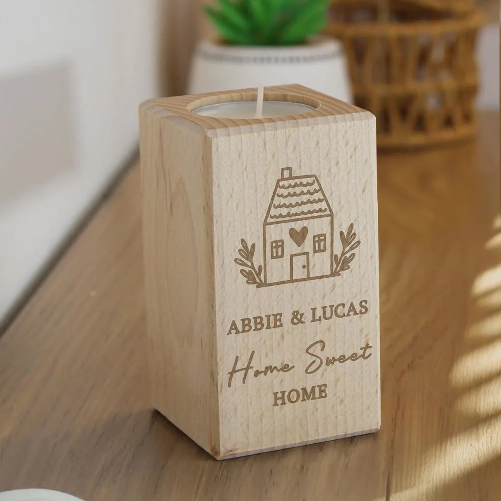 Personalised New Home Wooden Tealight Holder Extra Image 2