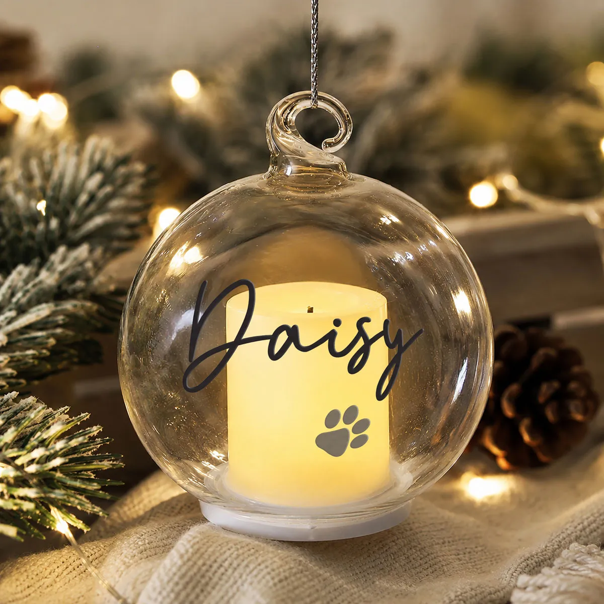Personalised Pawprint Memorial LED Candle Bauble Extra Image 3