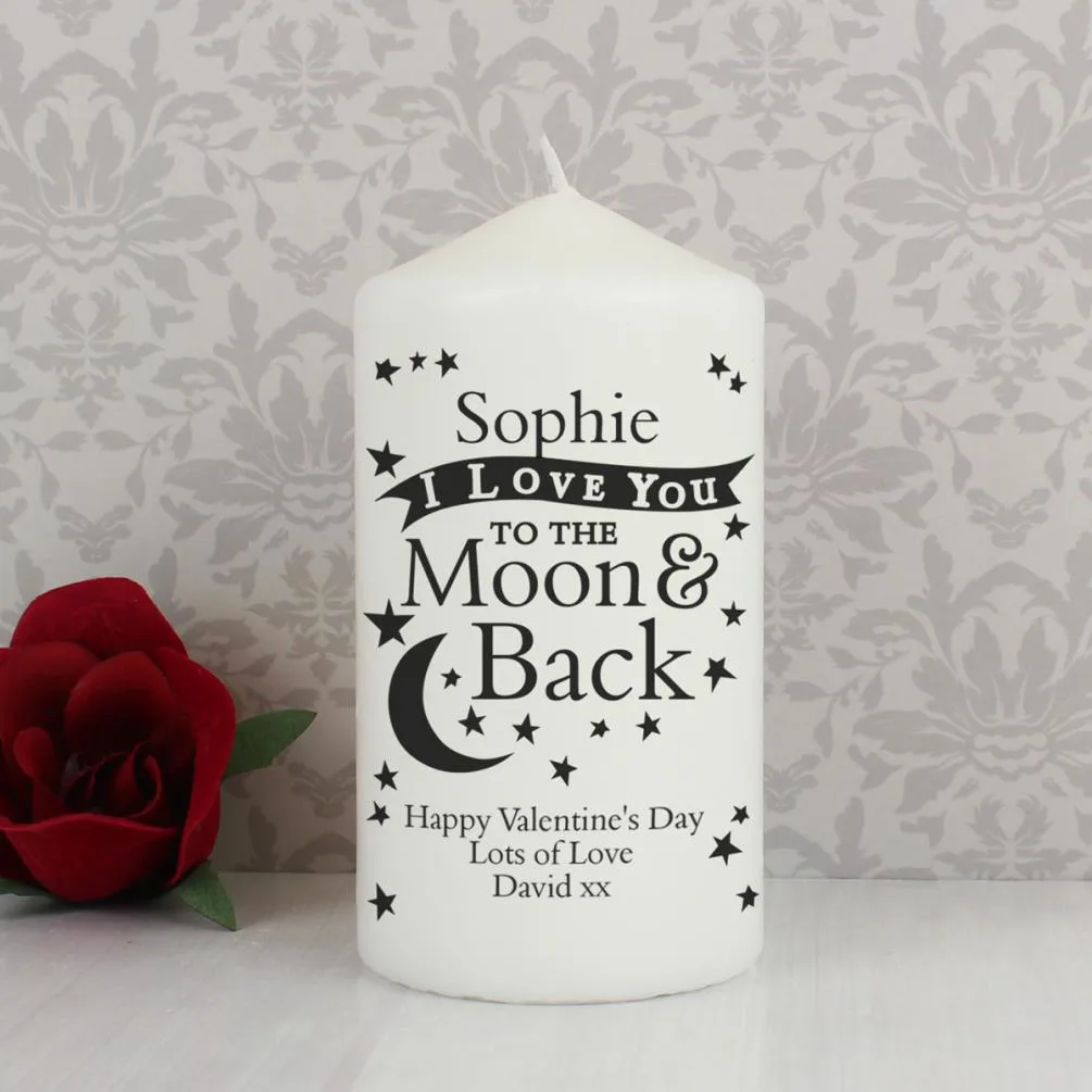 Personalised To the Moon and Back Pillar Candle Extra Image 1