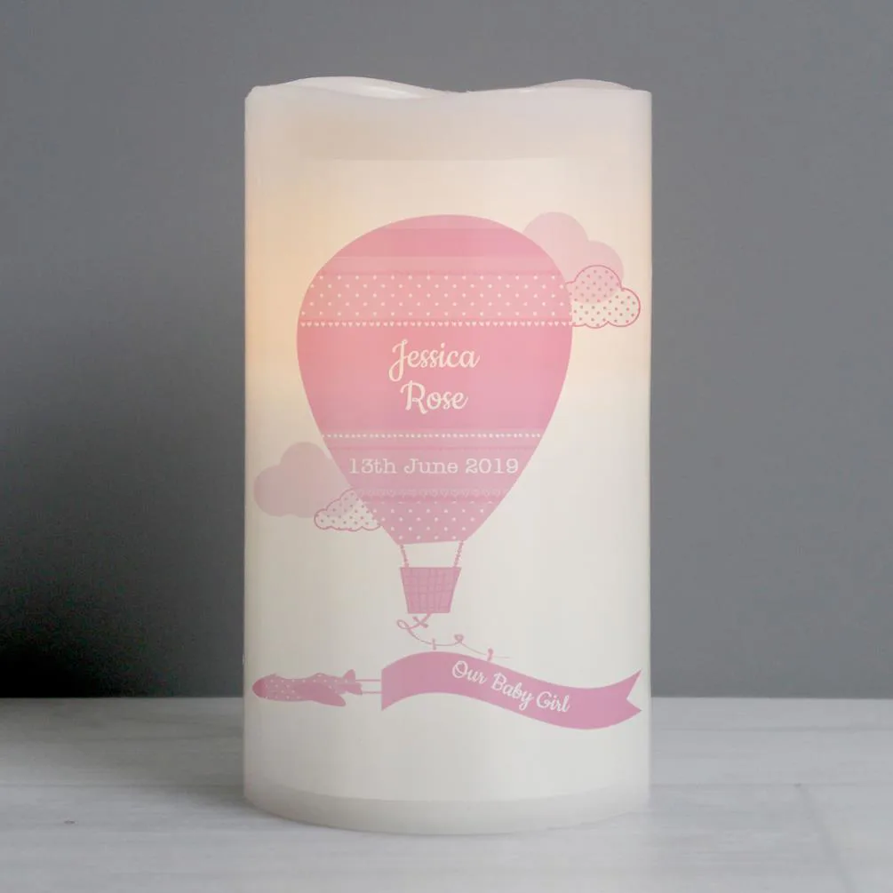 Personalised Up & Away Pink Nightlight LED Candle Extra Image 2