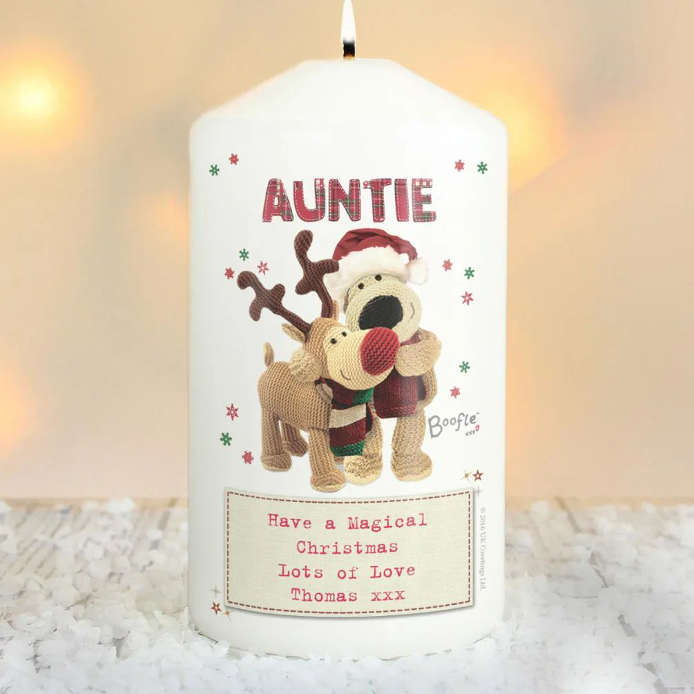 Personalised Boofle Christmas Reindeer Pillar Candle Extra Image 1
