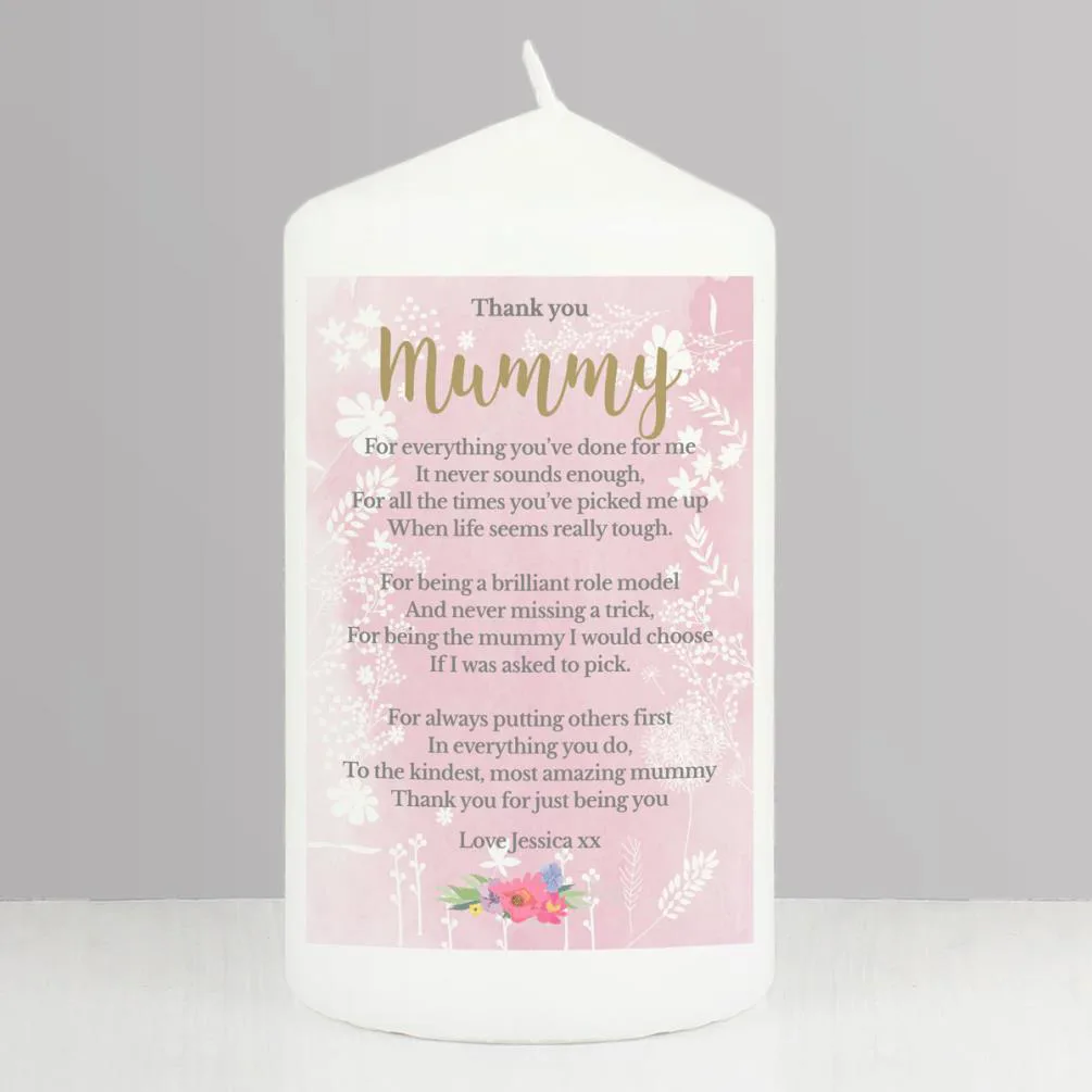 Personalised Floral Watercolour Pillar Candle Extra Image 1