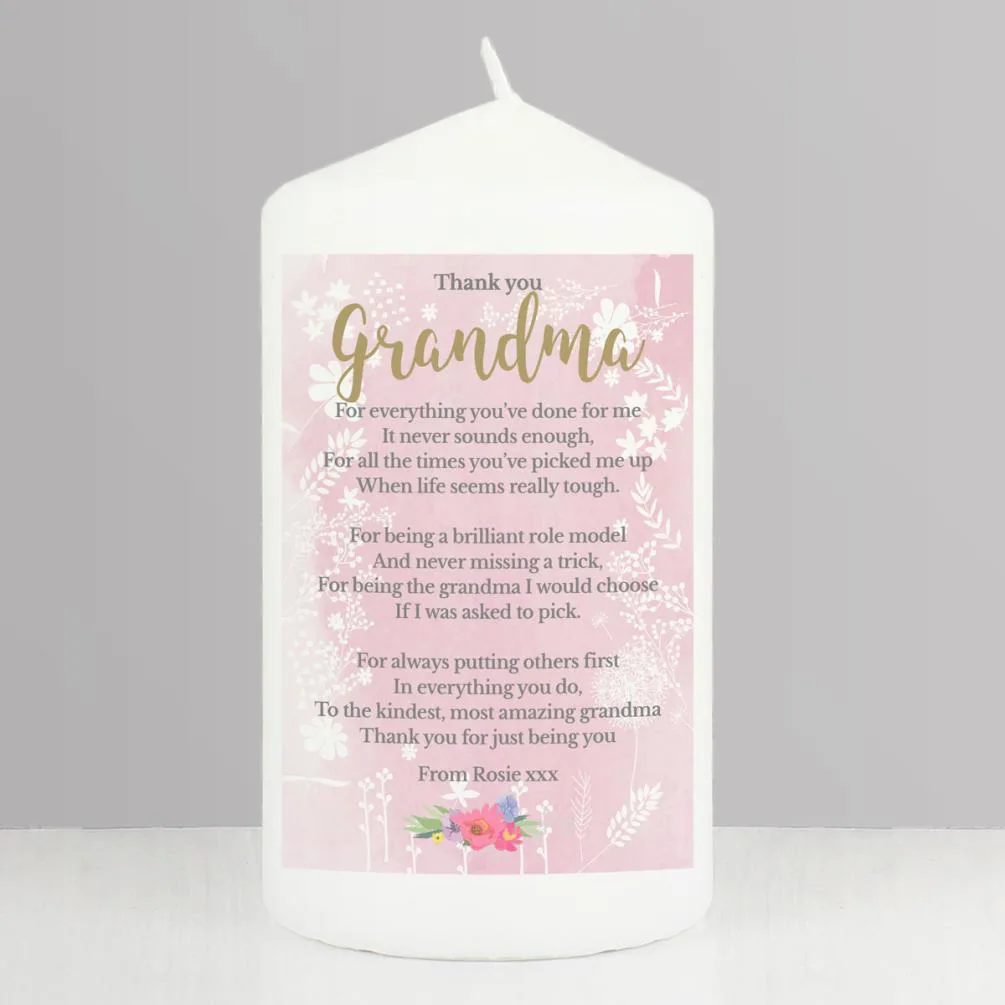 Personalised Floral Watercolour Pillar Candle Extra Image 3