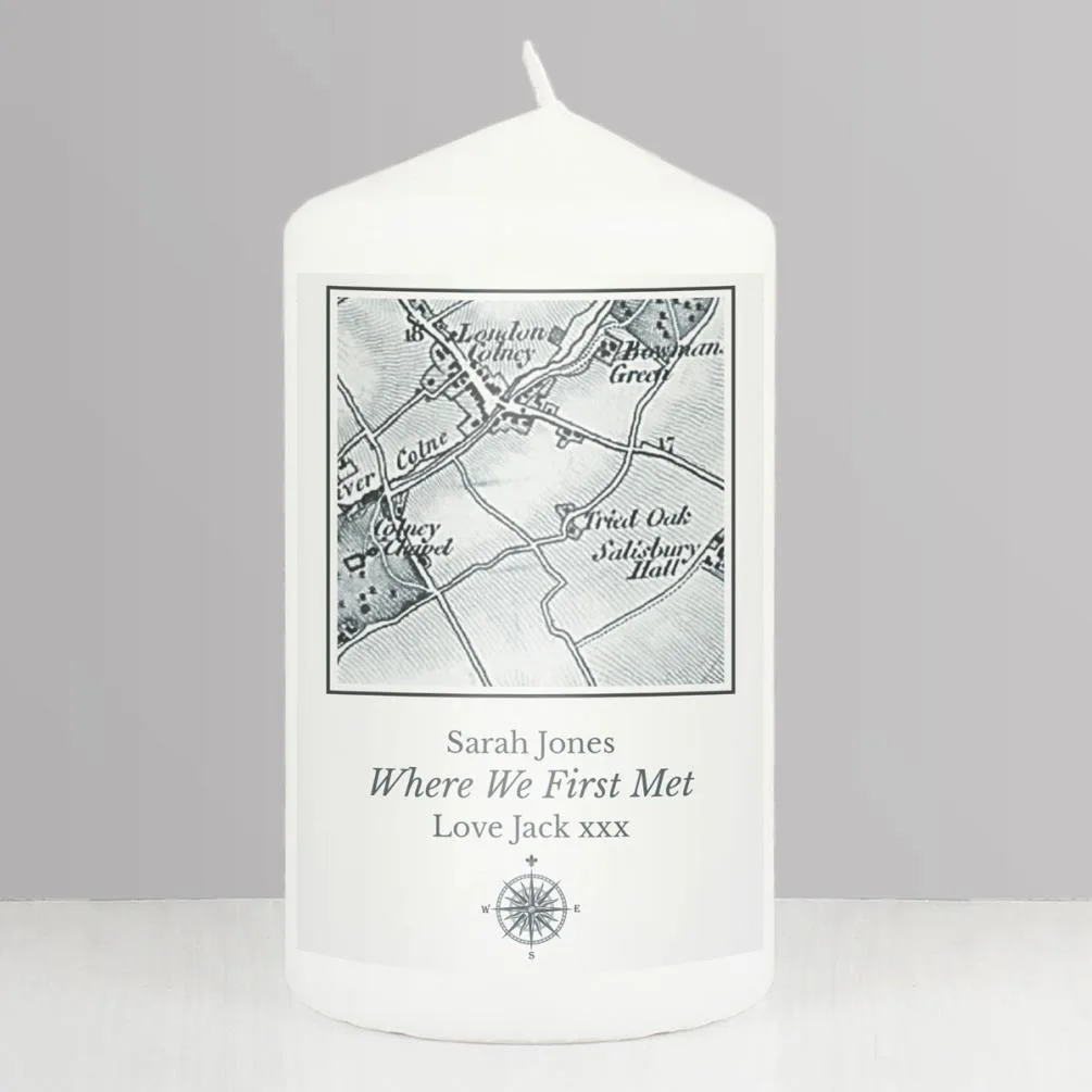 Personalised 1805 - 1874 Old Series Map Compass Pillar Candle Extra Image 3