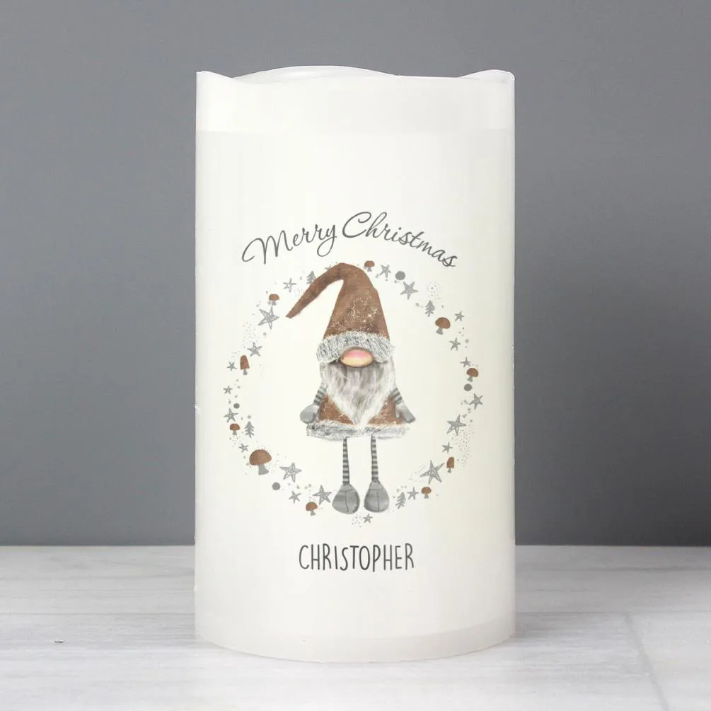 Personalised Scandinavian Christmas Gnome LED Candle Extra Image 2