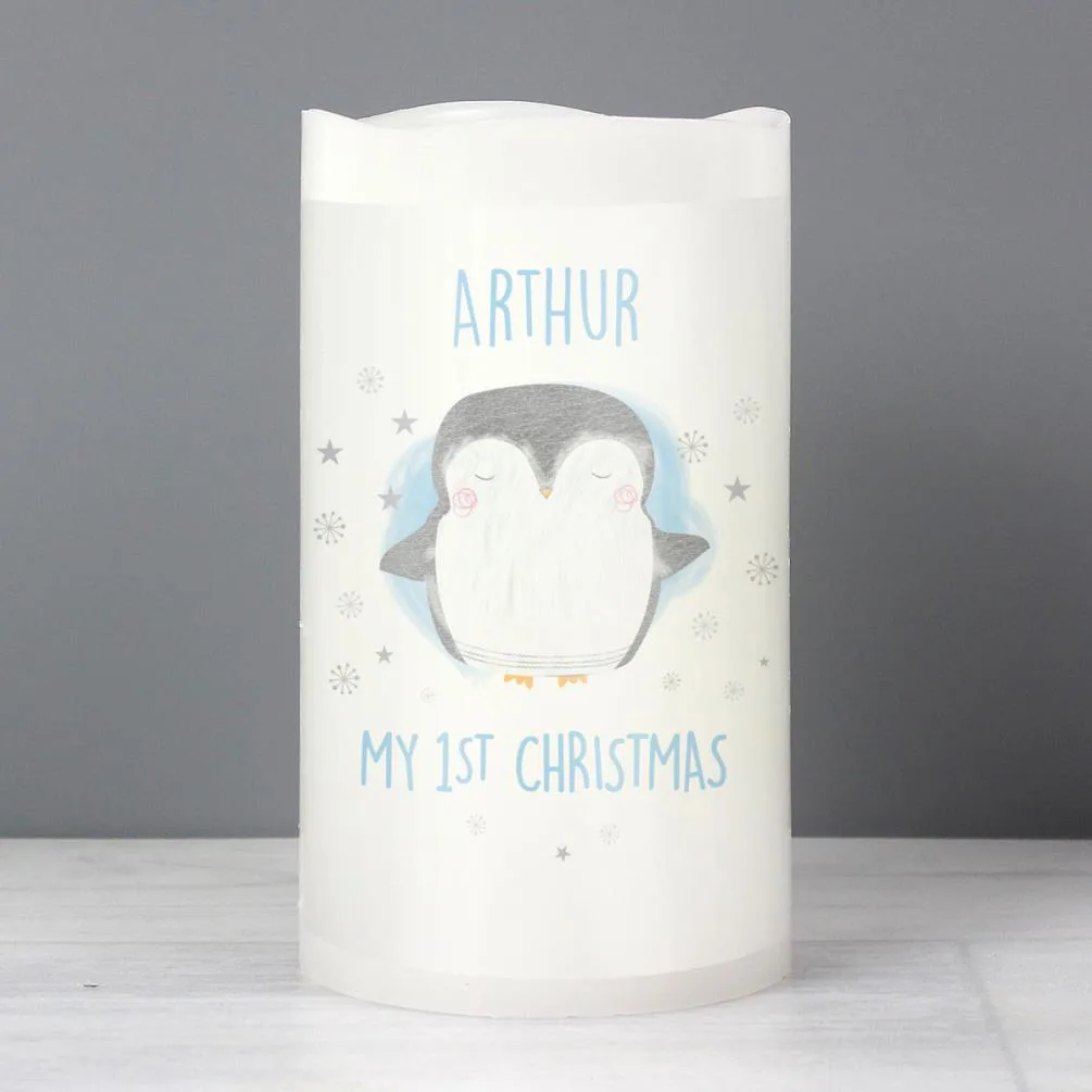 Personalised 1st Christmas Penguin LED Candle Extra Image 1
