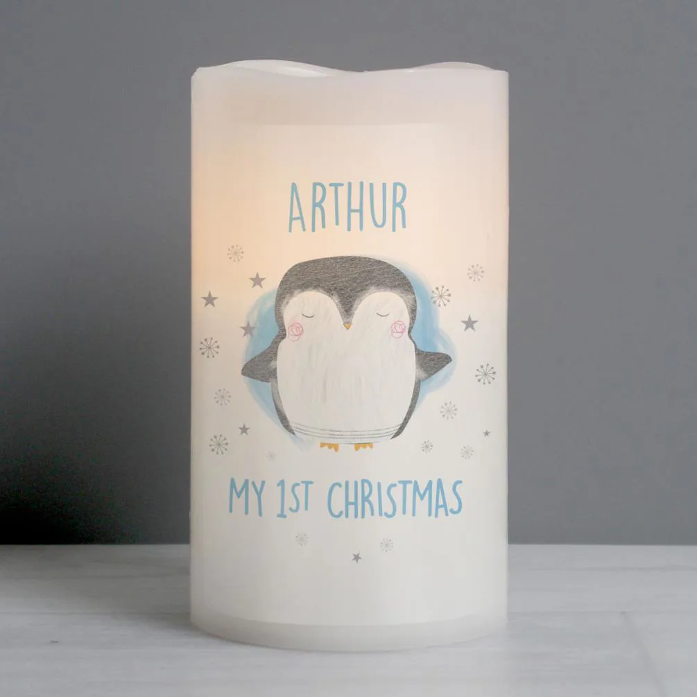 Personalised 1st Christmas Penguin LED Candle Extra Image 3