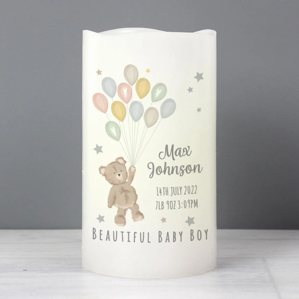 Personalised Teddy & Balloons Nightlight LED Candle Extra Image 1