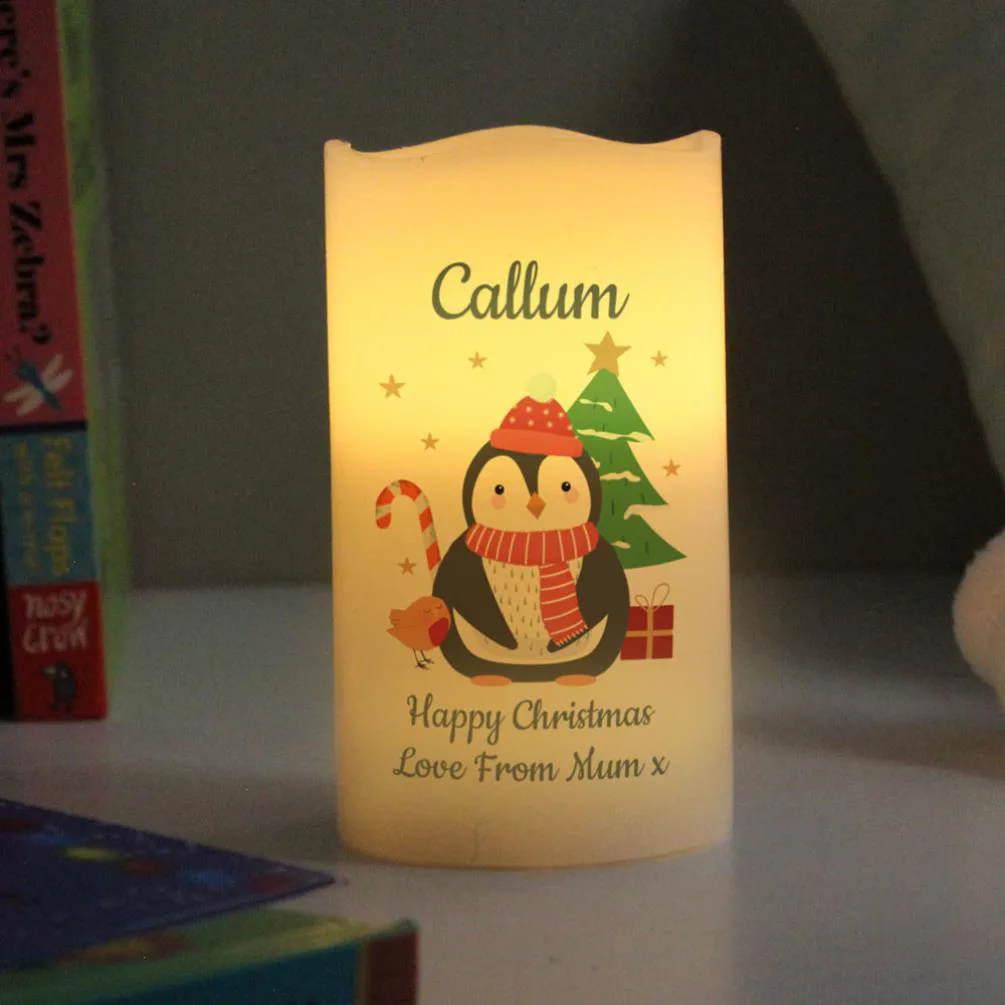 Personalised 1st Christmas Penguin LED Candle Extra Image 2