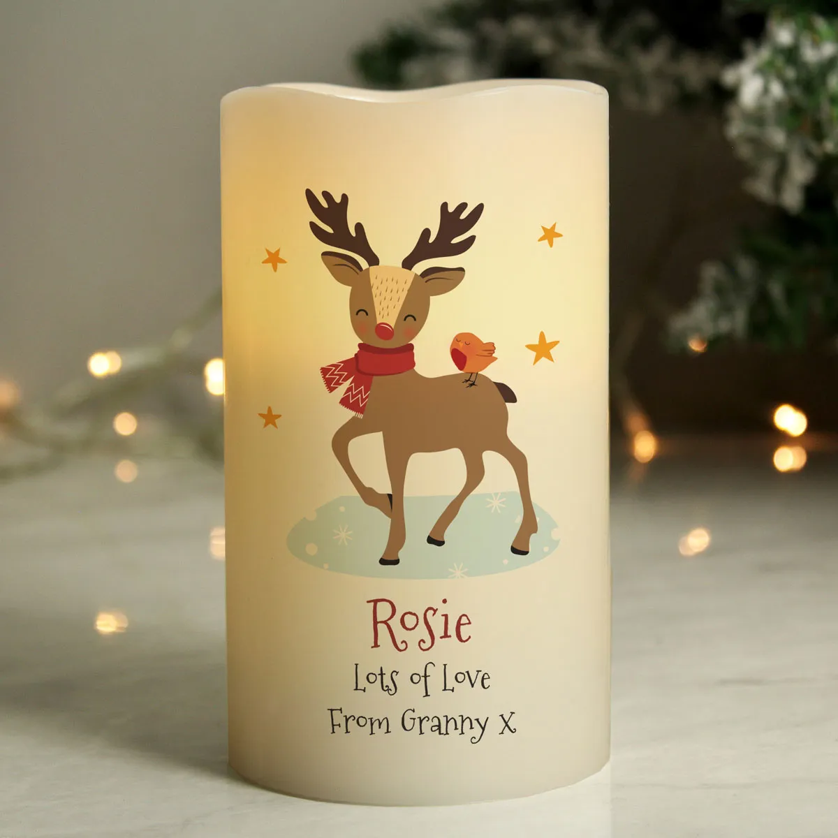 Personalised Christmas Reindeer LED Candle Extra Image 2