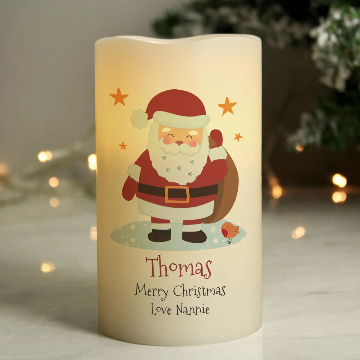 Personalised Christmas Santa LED Candle Extra Image 2