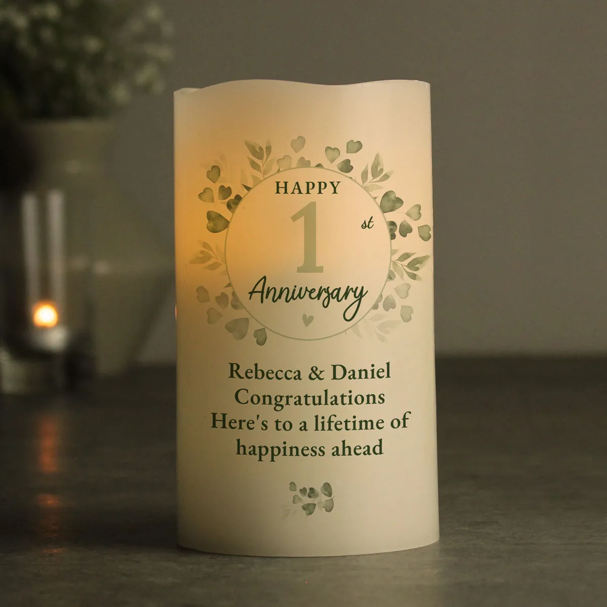 Personalised Botanical Anniversary LED Candle Extra Image 1