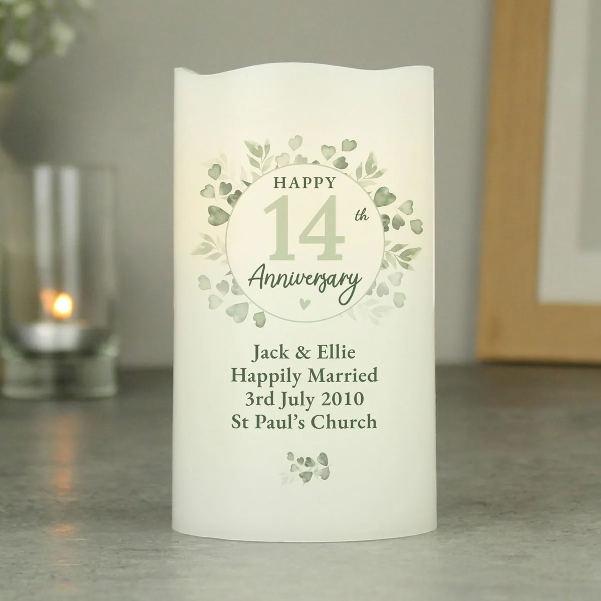 Personalised Botanical Anniversary LED Candle Extra Image 2