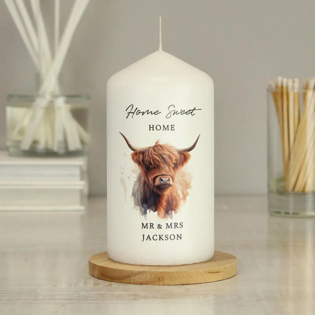 Personalised Highland Cow Pillar Candle Extra Image 3