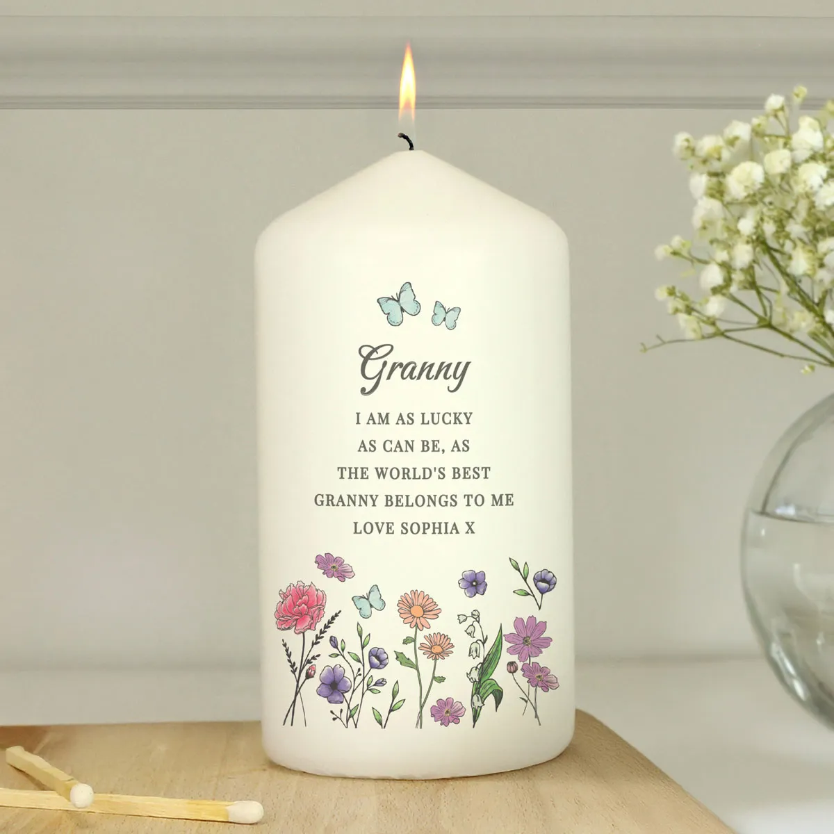 Personalised Wild Flowers Pillar Candle Extra Image 1