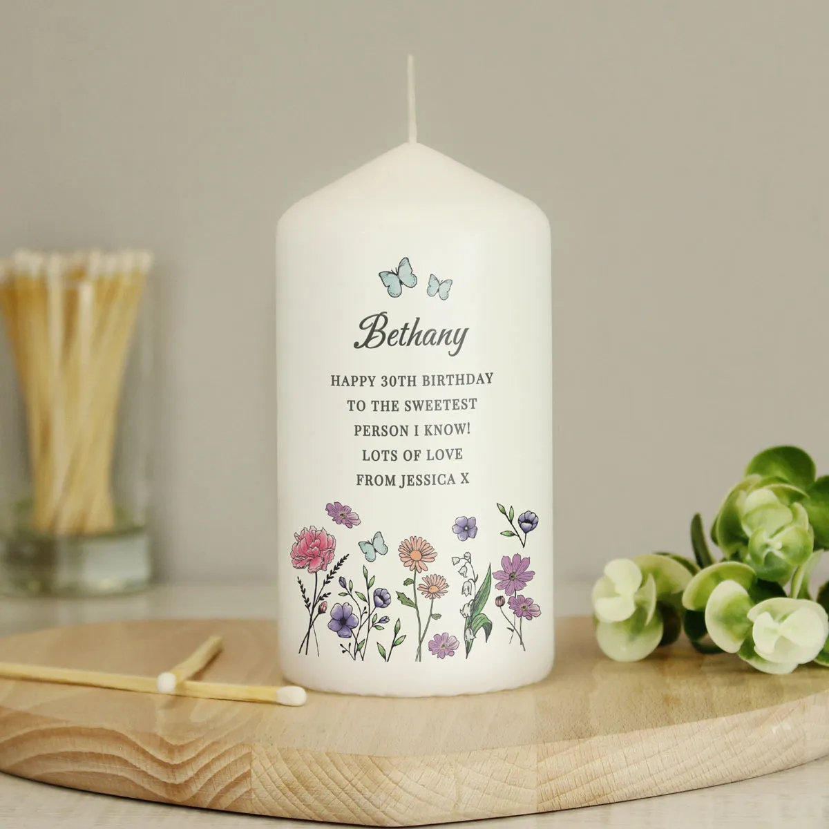 Personalised Wild Flowers Pillar Candle Extra Image 2