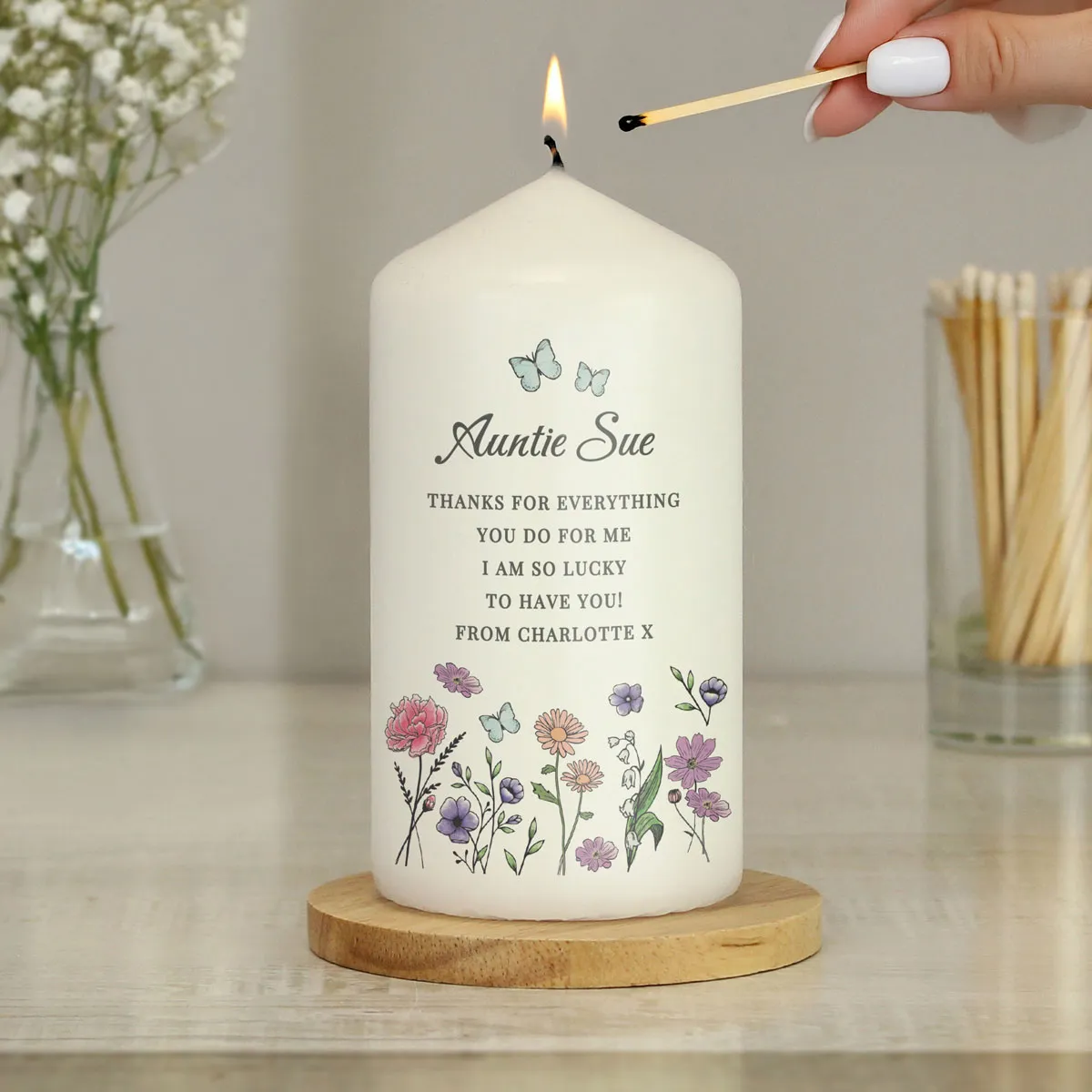 Personalised Wild Flowers Pillar Candle Extra Image 3