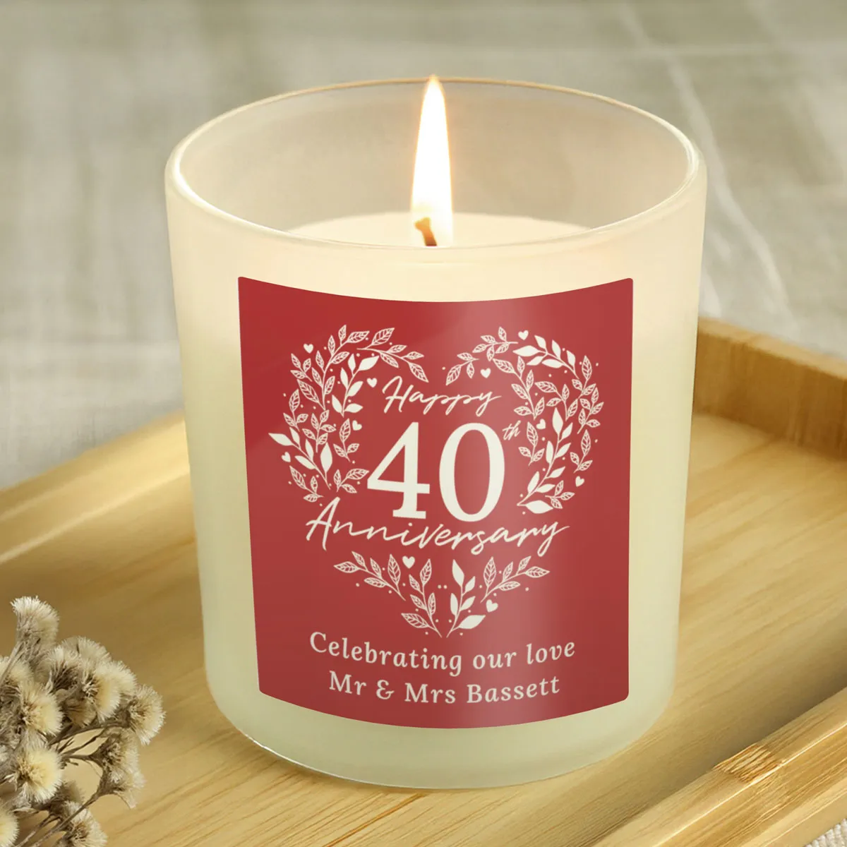 Personalised 40th Ruby Wedding Anniversary Frosted Jar Candle Extra Image 1