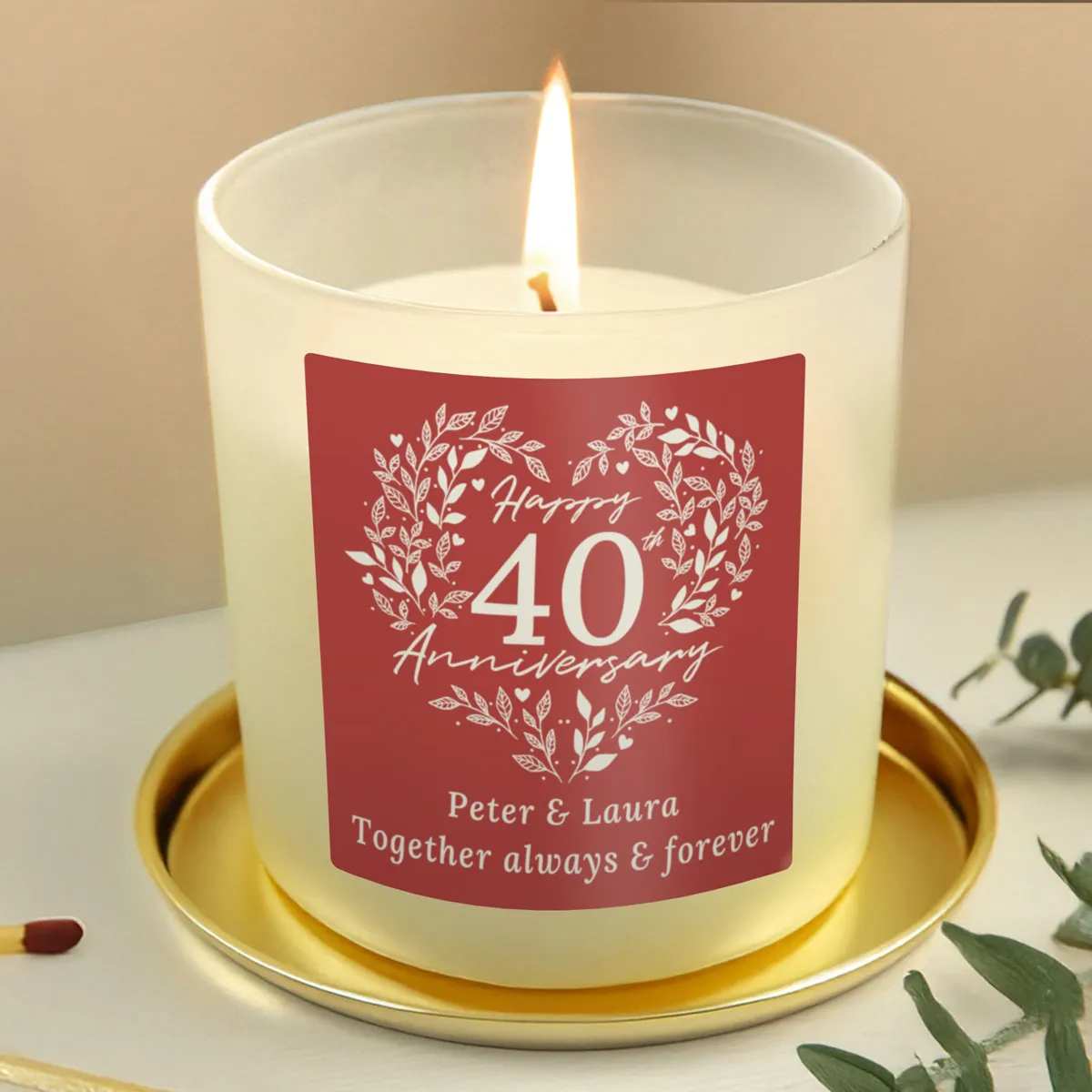 Personalised 40th Ruby Wedding Anniversary Frosted Jar Candle Extra Image 2