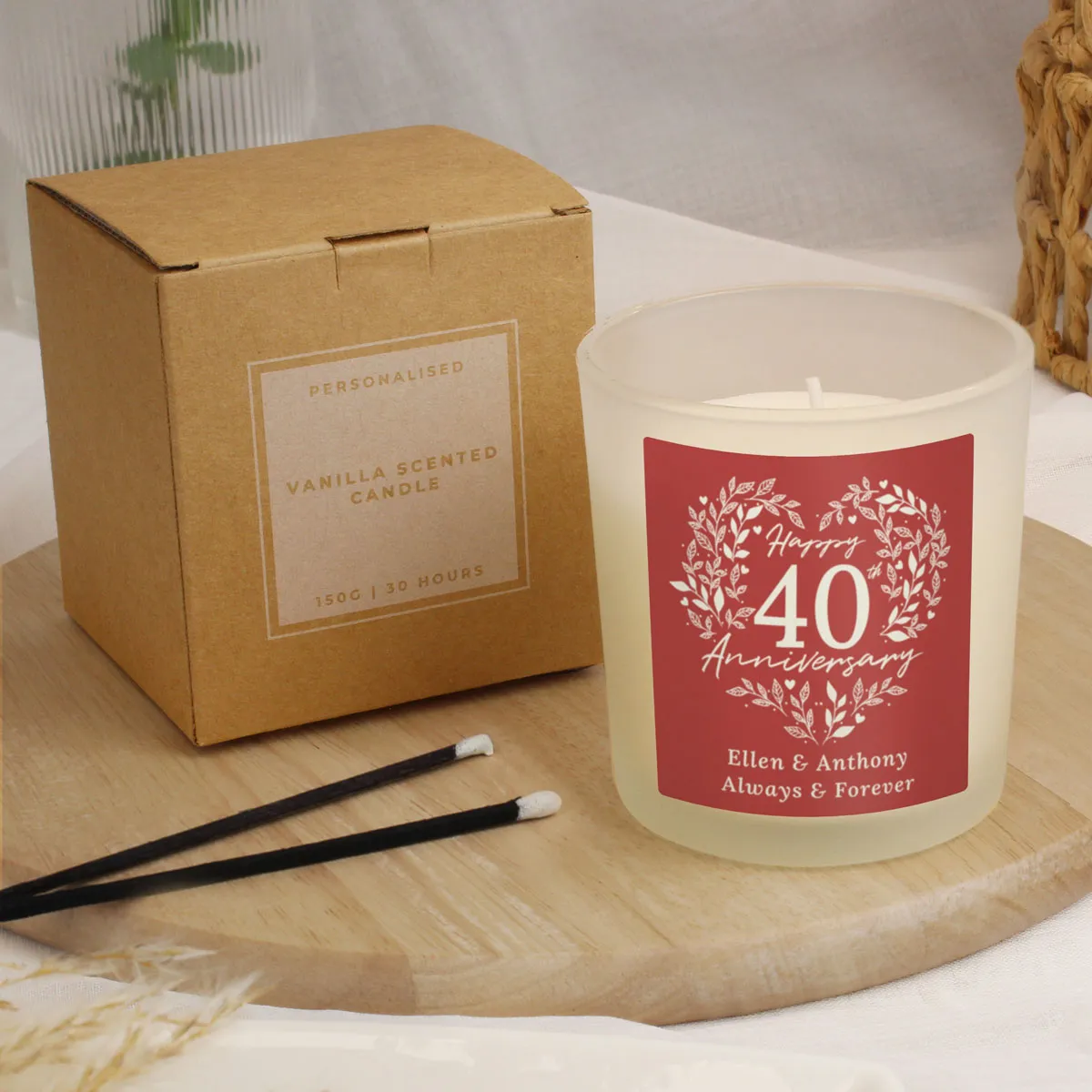 Personalised 40th Ruby Wedding Anniversary Frosted Jar Candle Extra Image 3