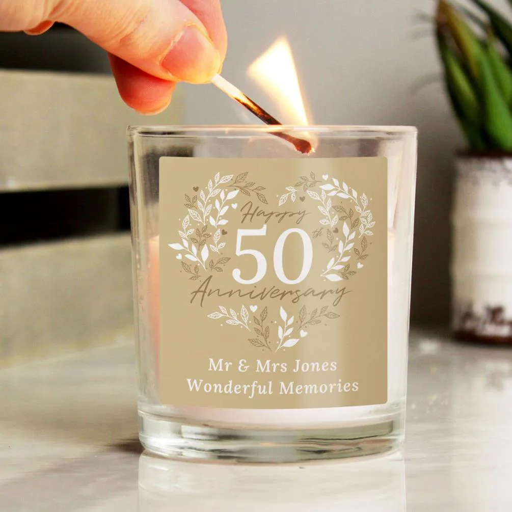 Personalised 50th Golden Wedding Anniversary Jar Candle Extra Image 2