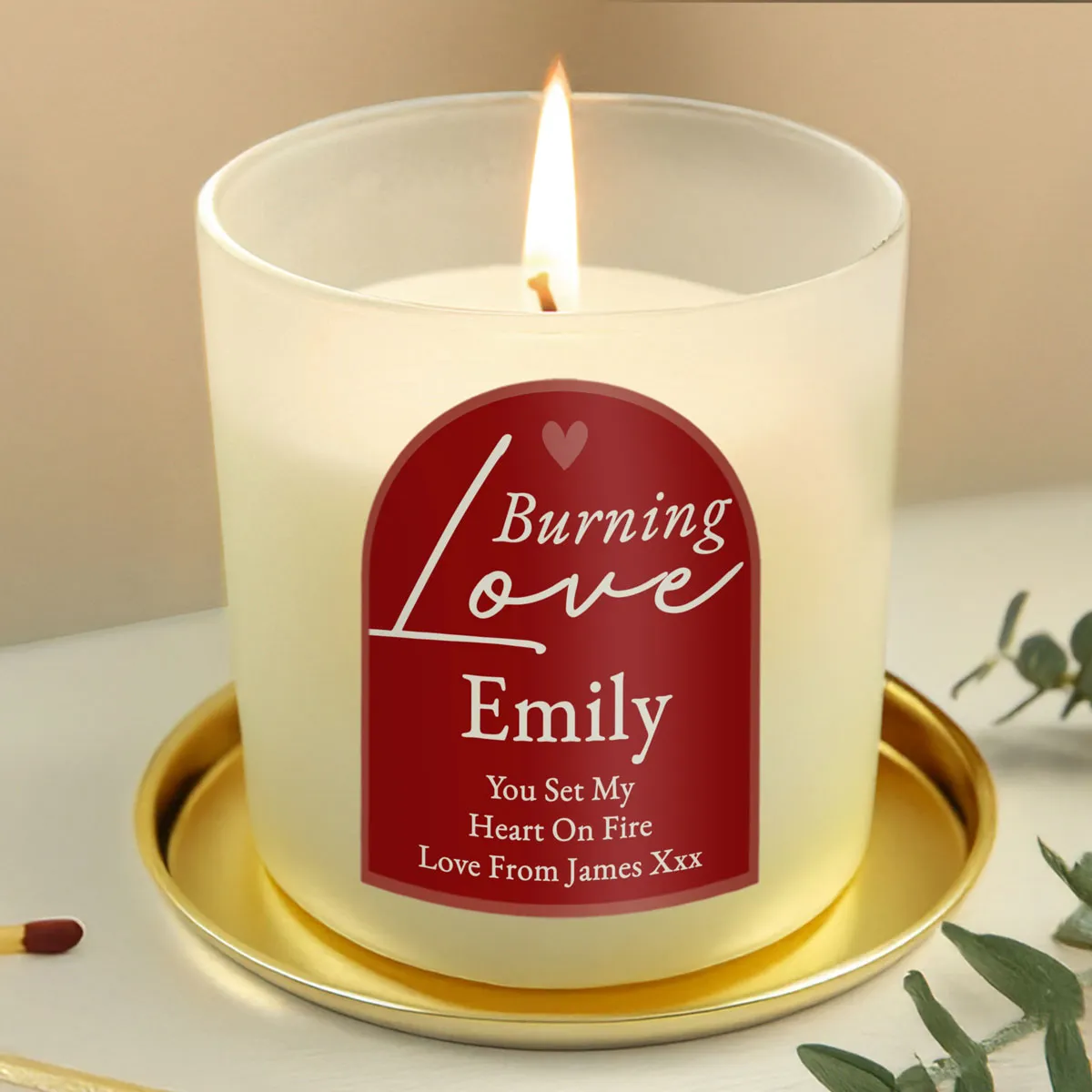 Personalised Burning Love Frosted Candle Extra Image 1