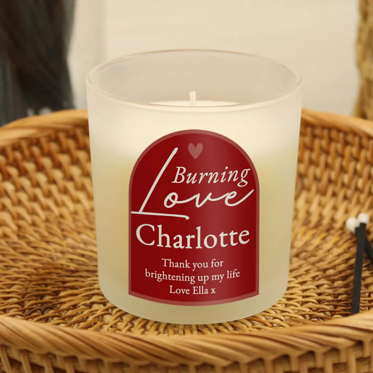 Personalised Burning Love Frosted Candle Extra Image 2