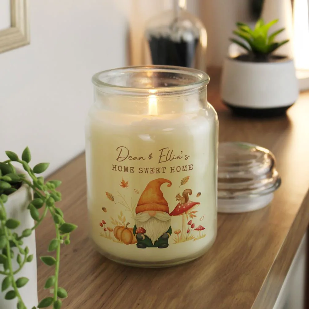 Personalised Autumn Gonk Large Jar Candle Extra Image 2