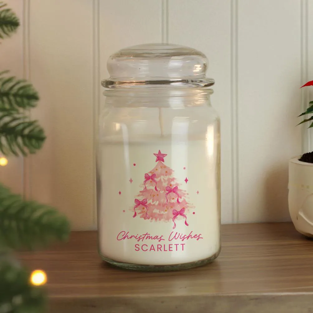 Personalised Pink Christmas Tree Large Jar Candle  Extra Image 3