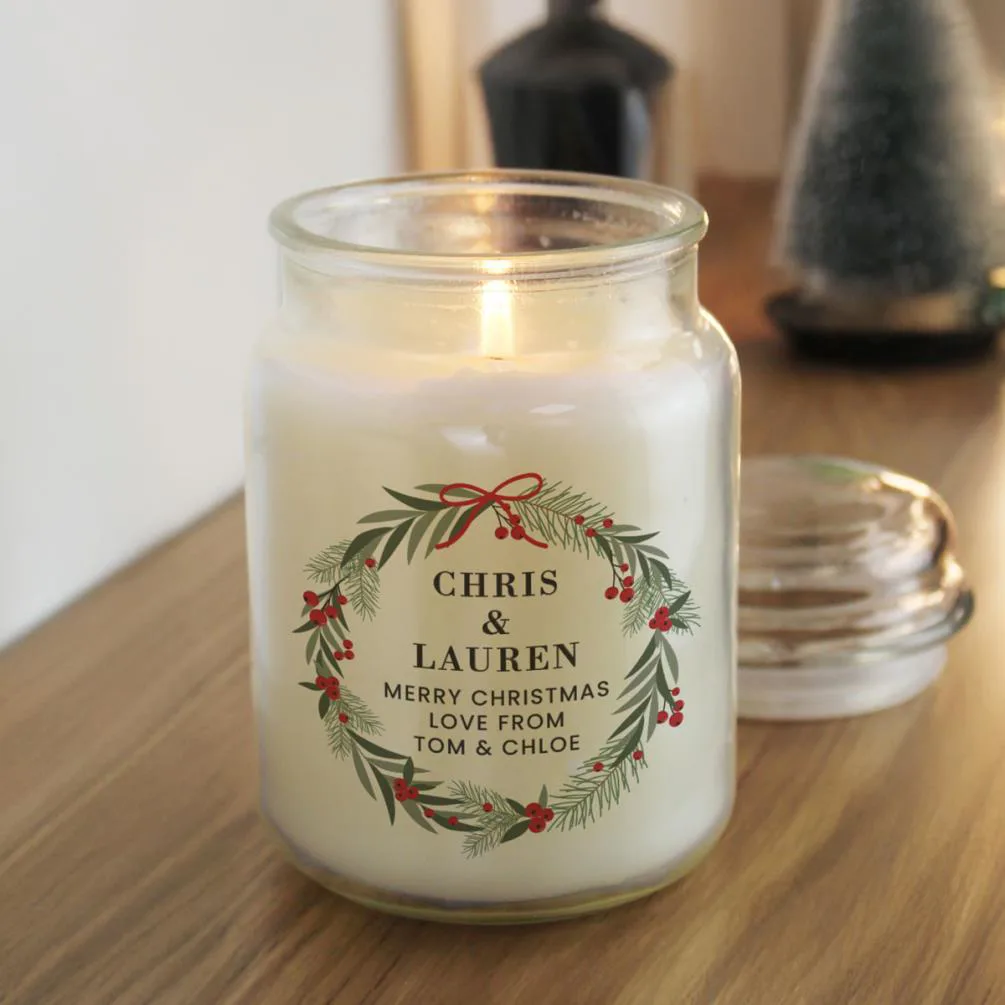 Personalised Christmas Wreath Large Jar Candle Extra Image 3