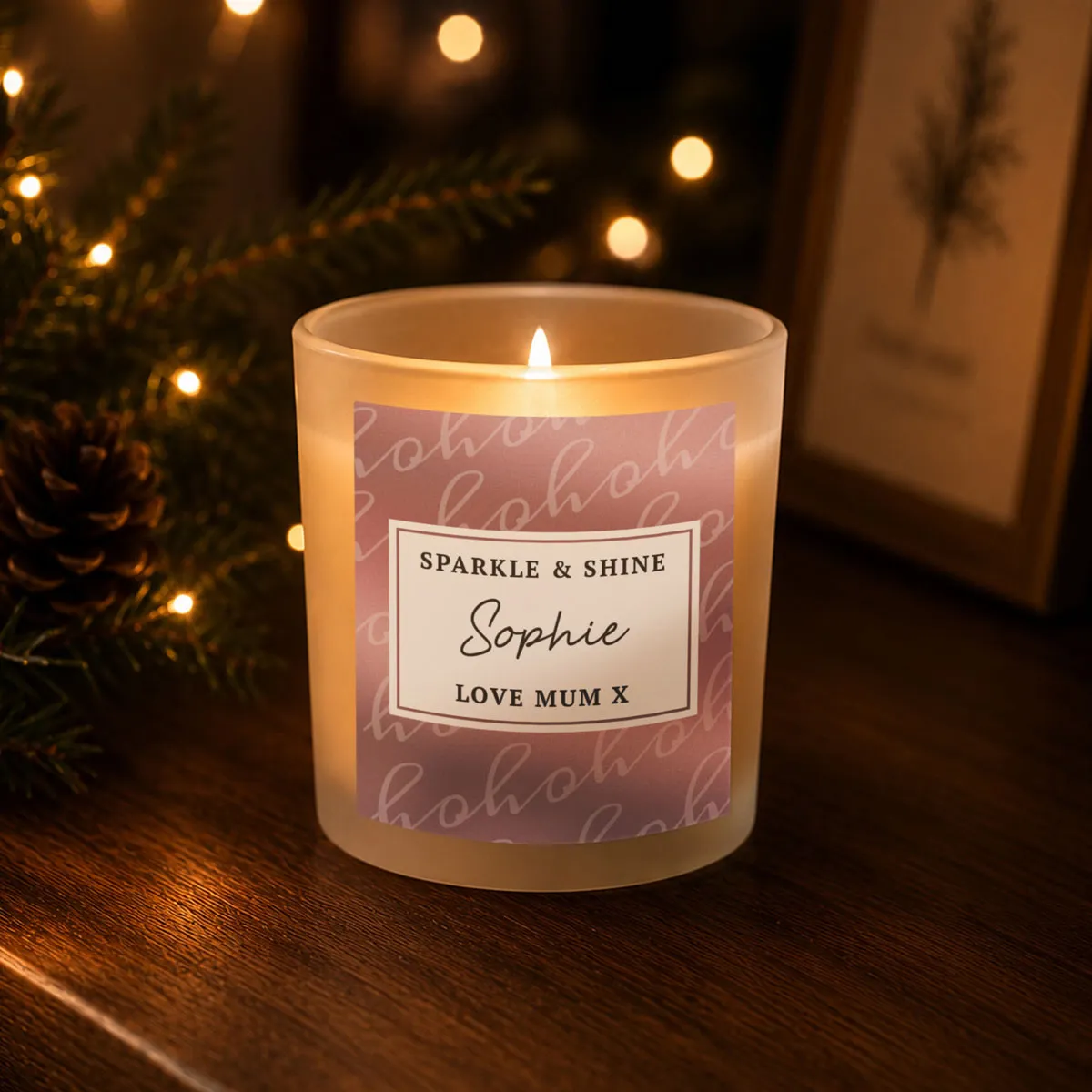 Personalised Ho Ho Ho Frosted Jar Candle Extra Image 2