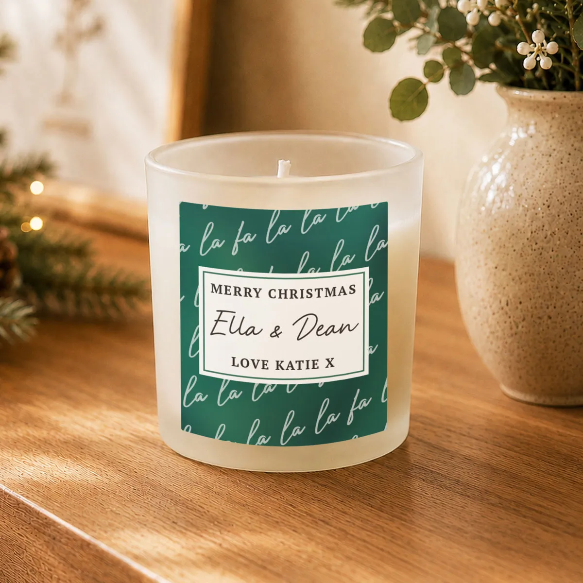 Personalised Fa La La Frosted Jar Candle Extra Image 1